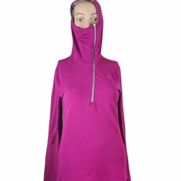 Adidas Purplish Pink 3/4 Zip Up Hoodie Clima Cool - Picture 3 of 5